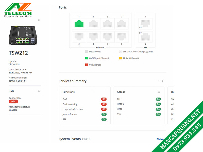 Tổng quan cài đặt cấu hình Switch TSW212 bằng WebUI