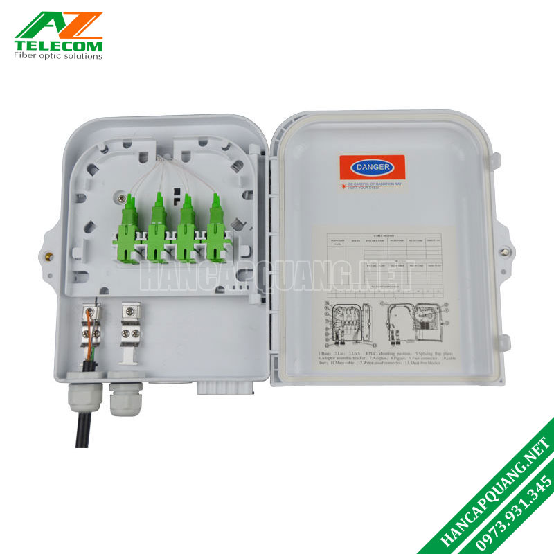 Hộp phối quang ODF 8FO ngoài trời đầy đủ phụ kiện SC
